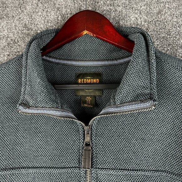 Redmond Sweater Mens Medium 1/4 Zip Blue Textured Knit Pullover Long Sleeve - Picture 4 of 8
